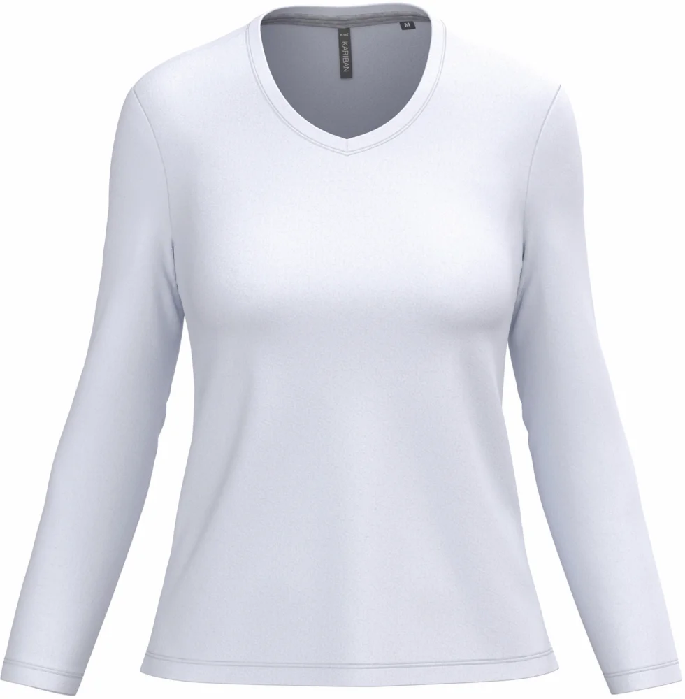 Damen V-Ausschnitt T-Shirt langarm