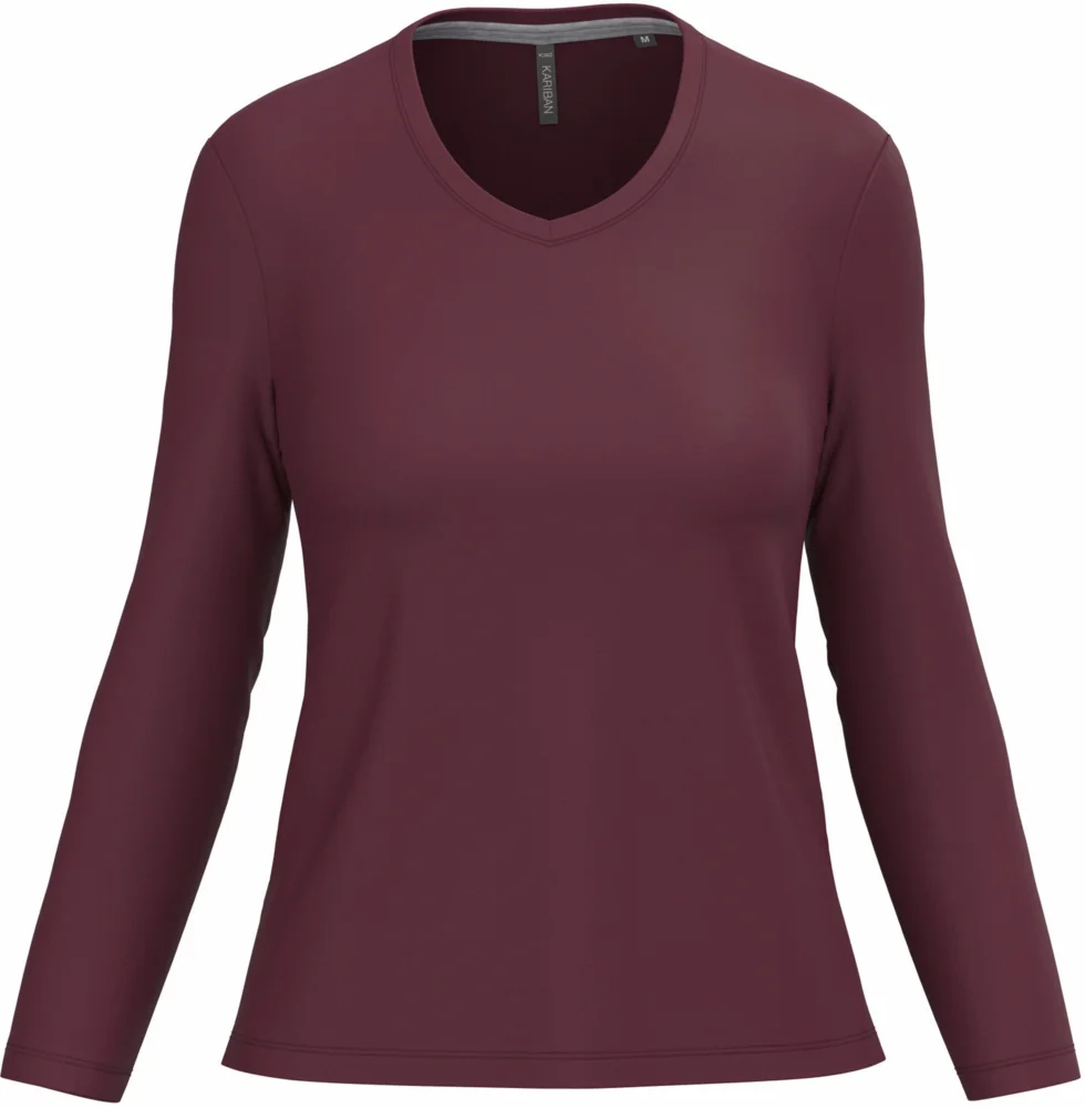 Damen V-Ausschnitt T-Shirt langarm