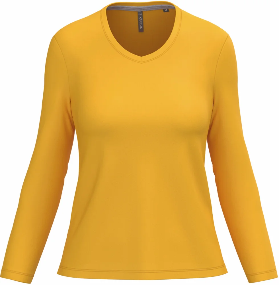 Damen V-Ausschnitt T-Shirt langarm