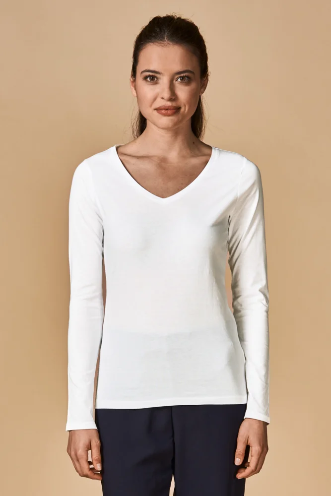 Damen V-Ausschnitt T-Shirt langarm - X.O