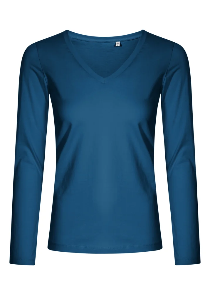 Damen V-Ausschnitt T-Shirt langarm - X.O
