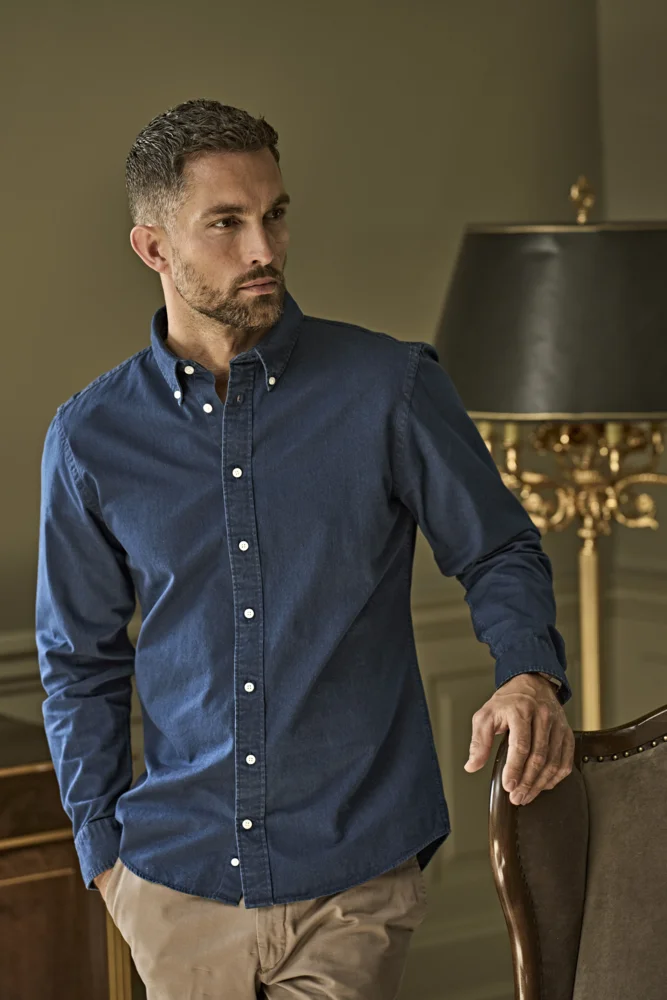Denim Twill Hemd langarm