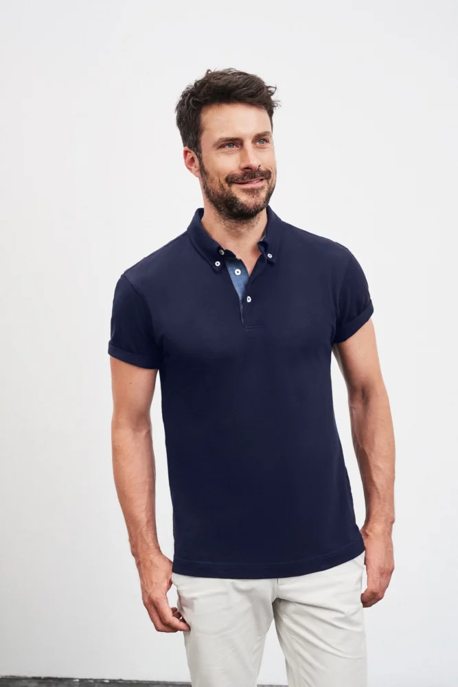 Herren Button-Down Piqué Polo