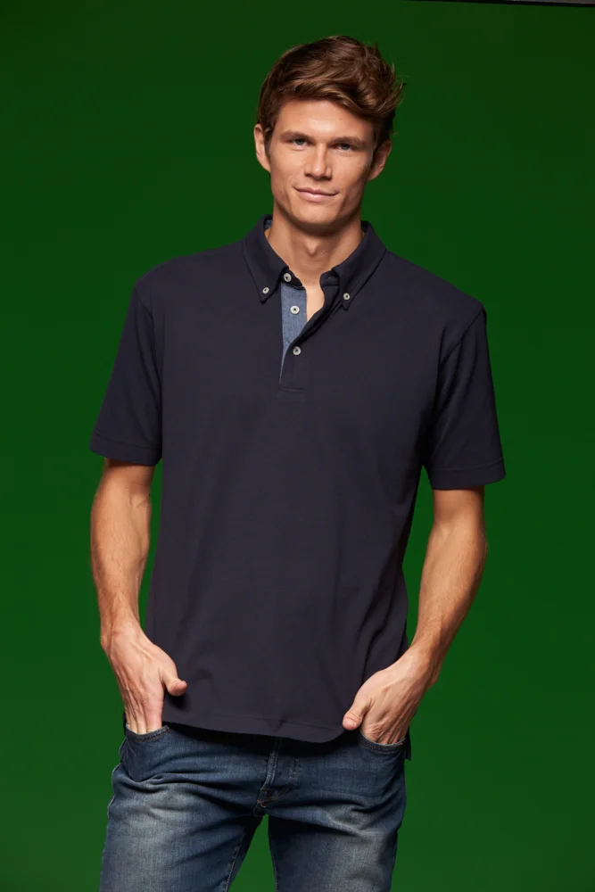 Herren Button-Down Piqué Polo