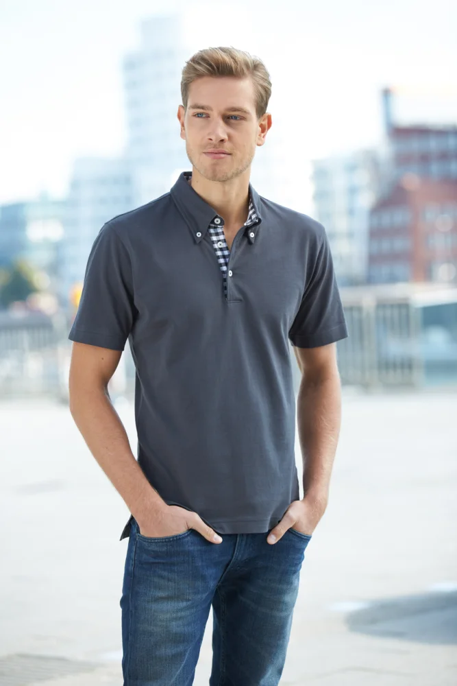 Herren Button-Down Piqué Polo