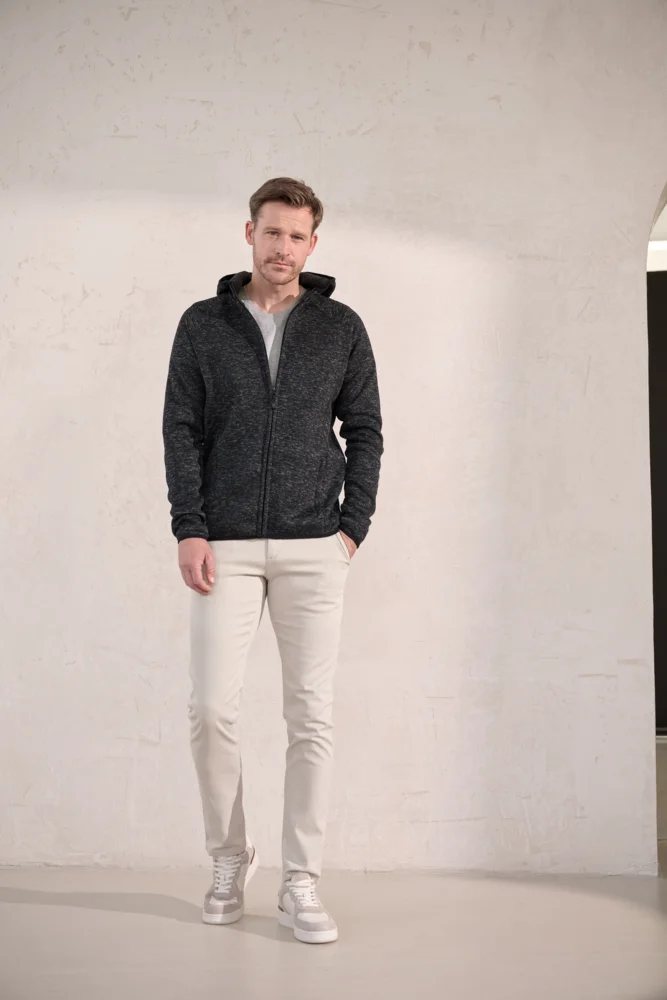 Herren Kapuzen Strickfleece Jacke