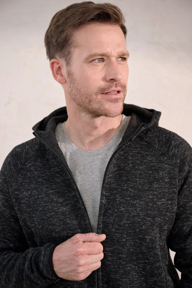 Herren Kapuzen Strickfleece Jacke