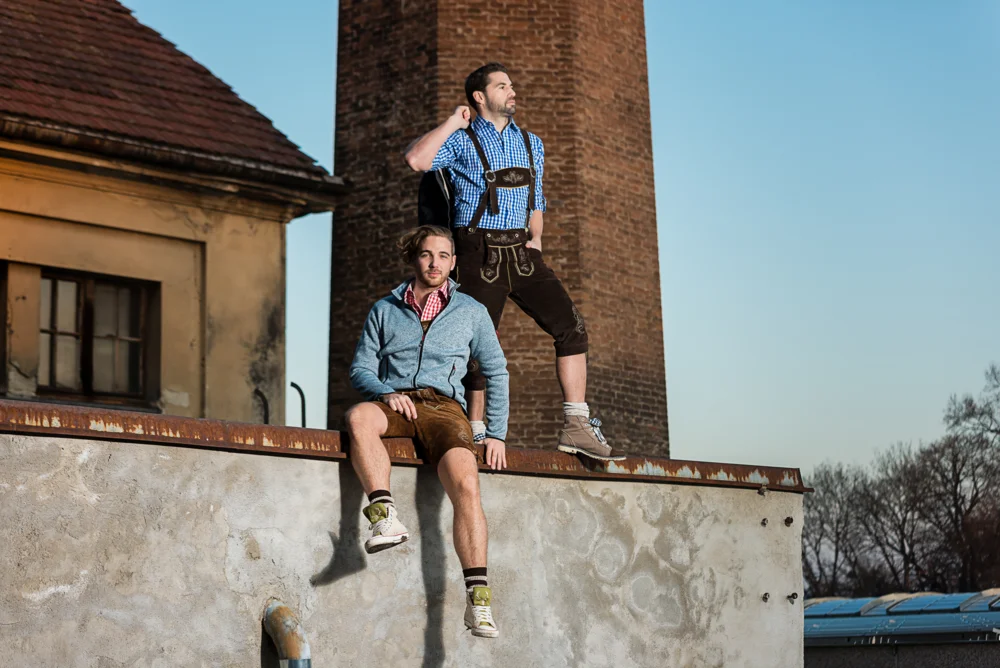 Herren Lederhose lang
