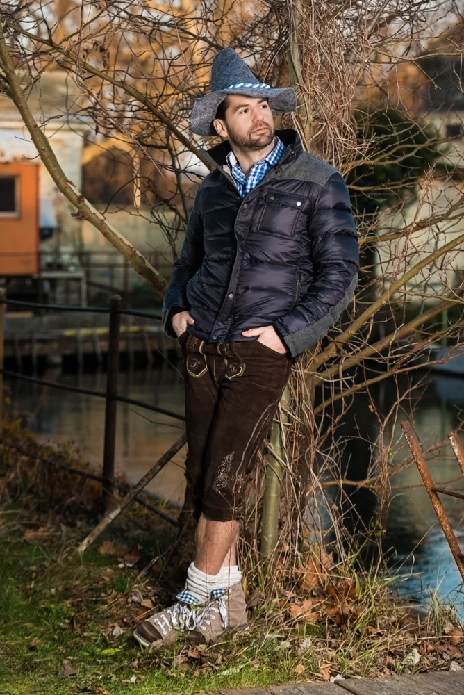 Herren Lederhose lang