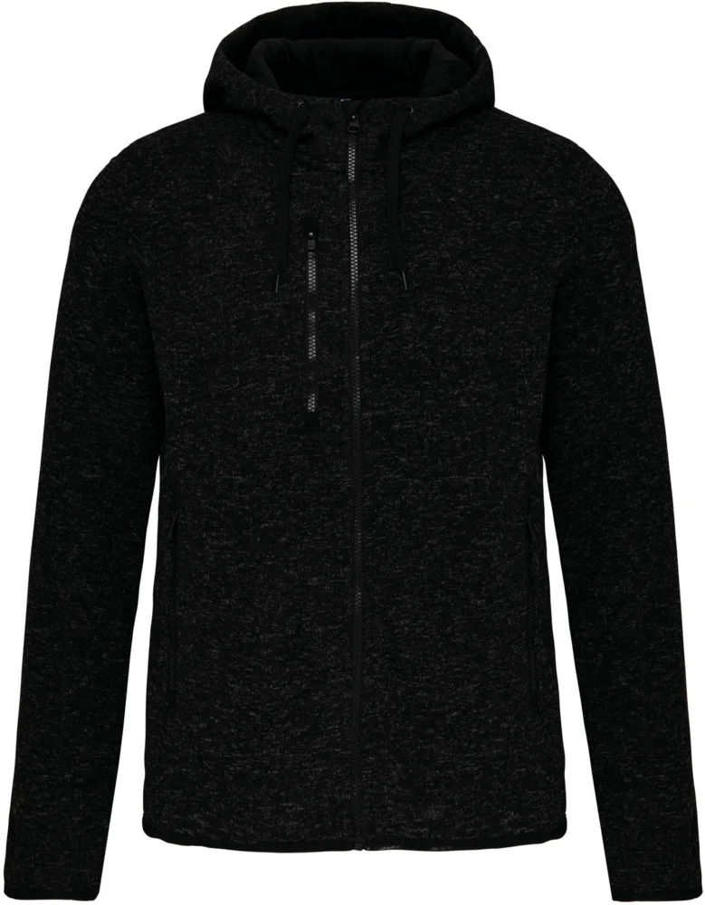 Herren Melange Kapuzen Strickfleece Jacke
