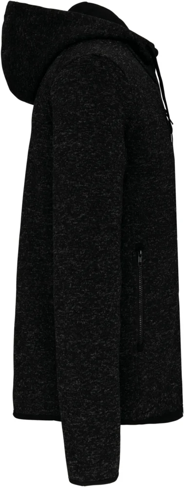 Herren Melange Kapuzen Strickfleece Jacke