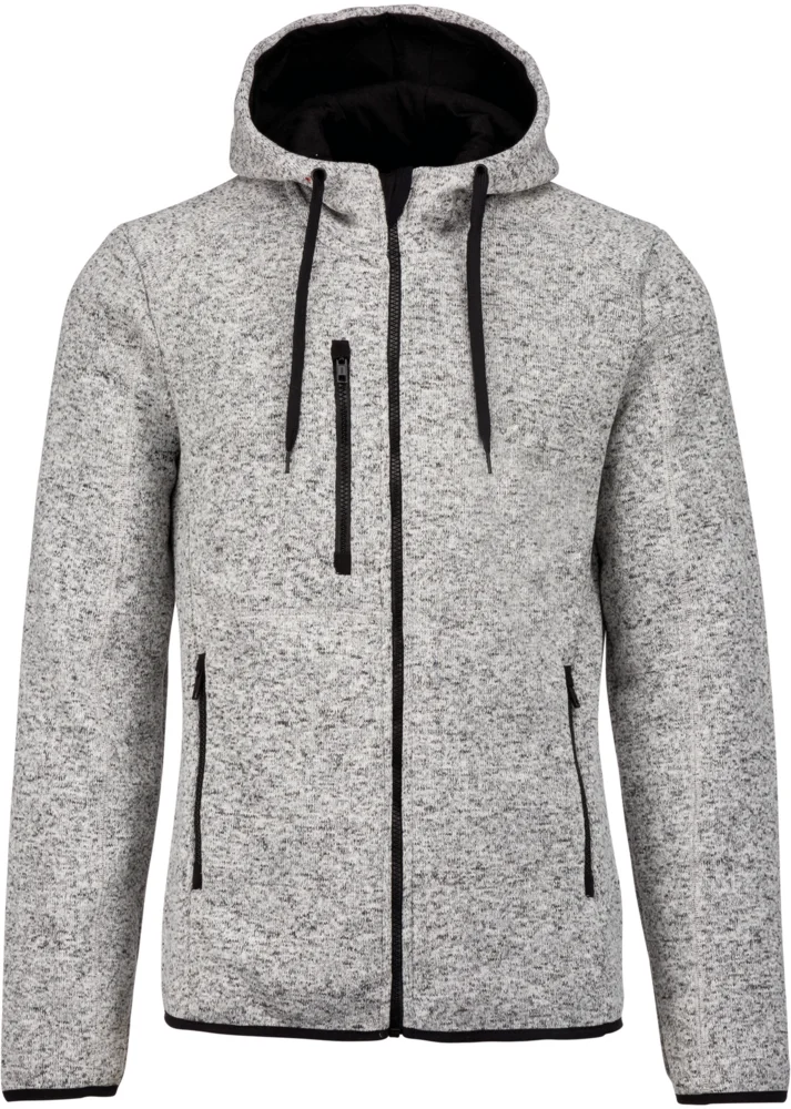 Herren Melange Kapuzen Strickfleece Jacke