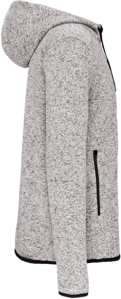 Herren Melange Kapuzen Strickfleece Jacke