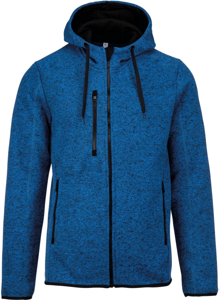 Herren Melange Kapuzen Strickfleece Jacke