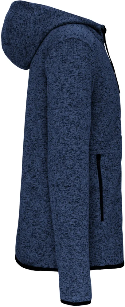 Herren Melange Kapuzen Strickfleece Jacke
