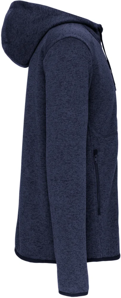 Herren Melange Kapuzen Strickfleece Jacke