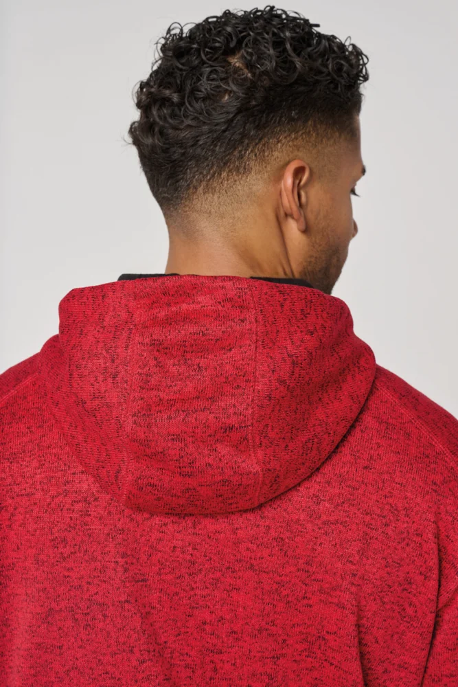 Herren Melange Kapuzen Strickfleece Jacke