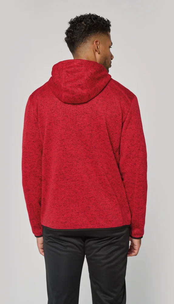 Herren Melange Kapuzen Strickfleece Jacke