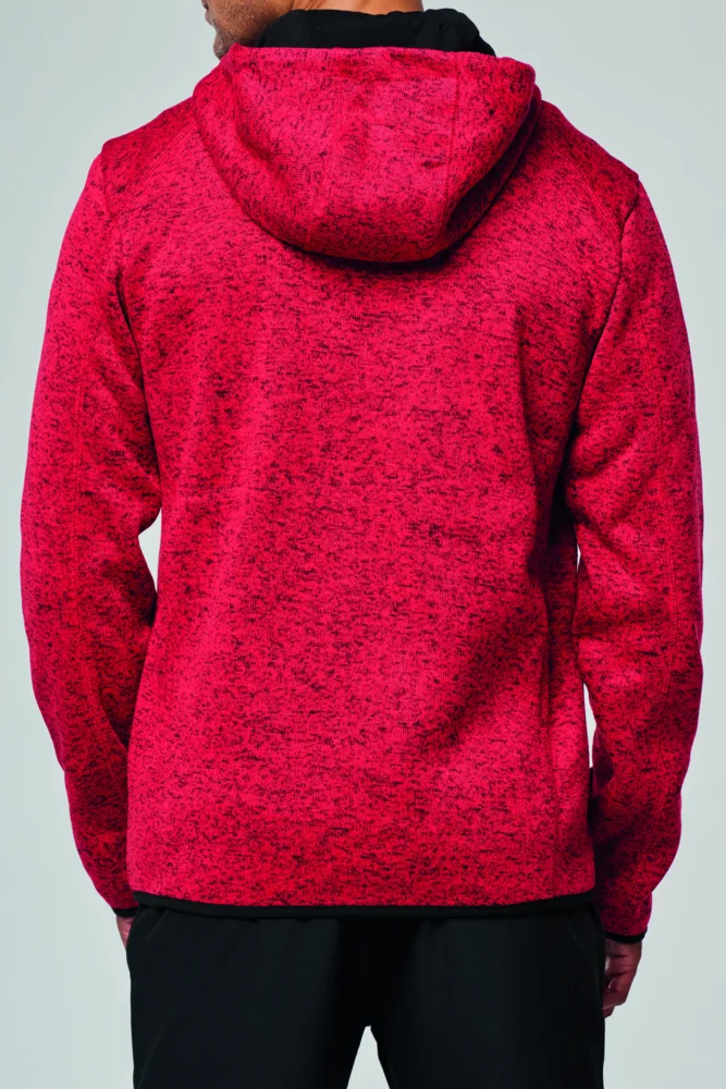 Herren Melange Kapuzen Strickfleece Jacke