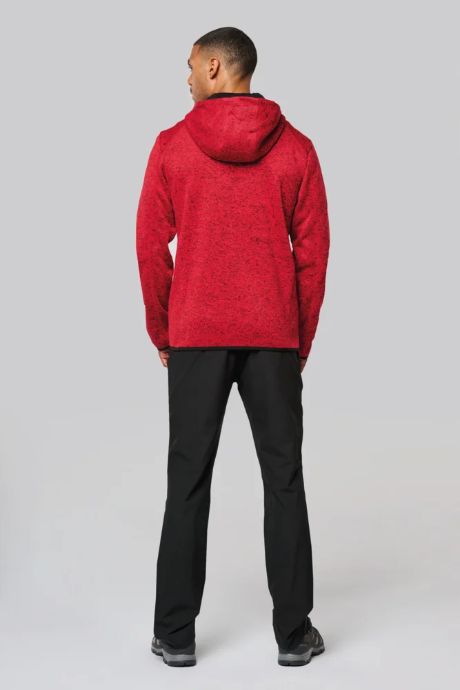Herren Melange Kapuzen Strickfleece Jacke