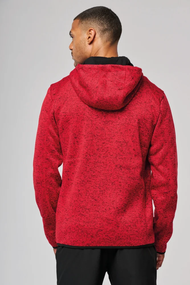 Herren Melange Kapuzen Strickfleece Jacke