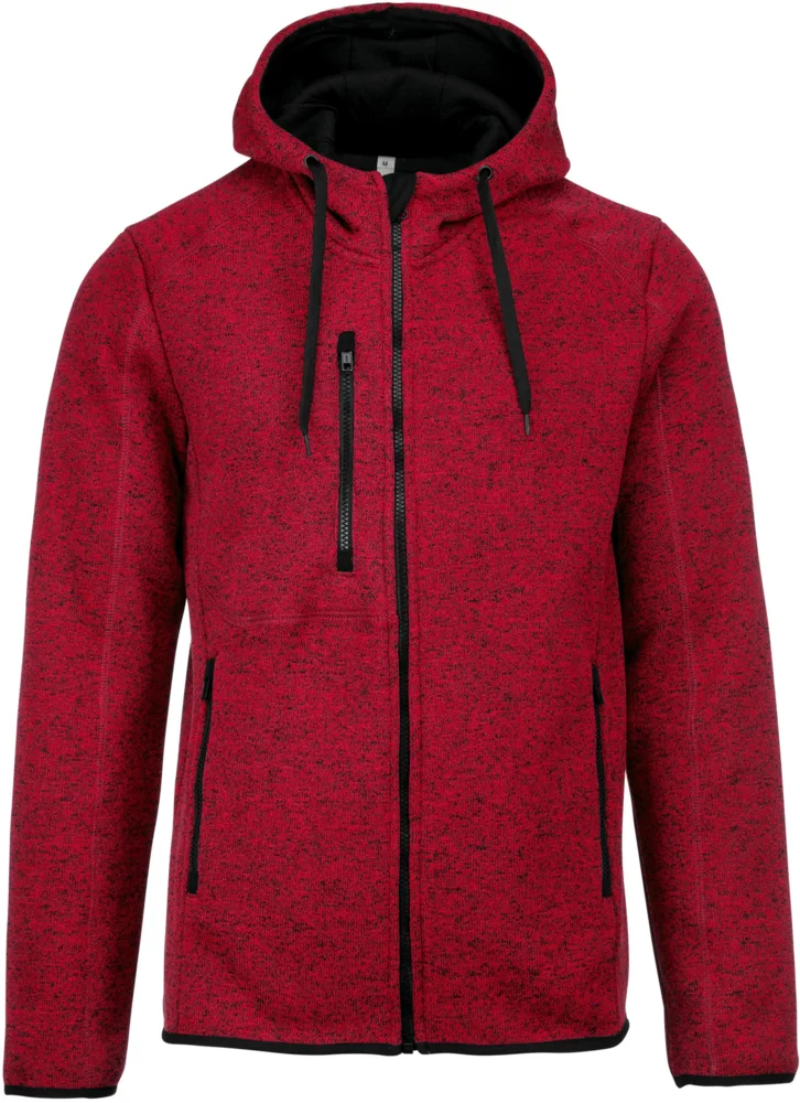 Herren Melange Kapuzen Strickfleece Jacke