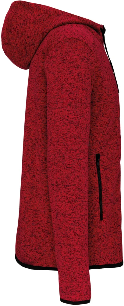 Herren Melange Kapuzen Strickfleece Jacke