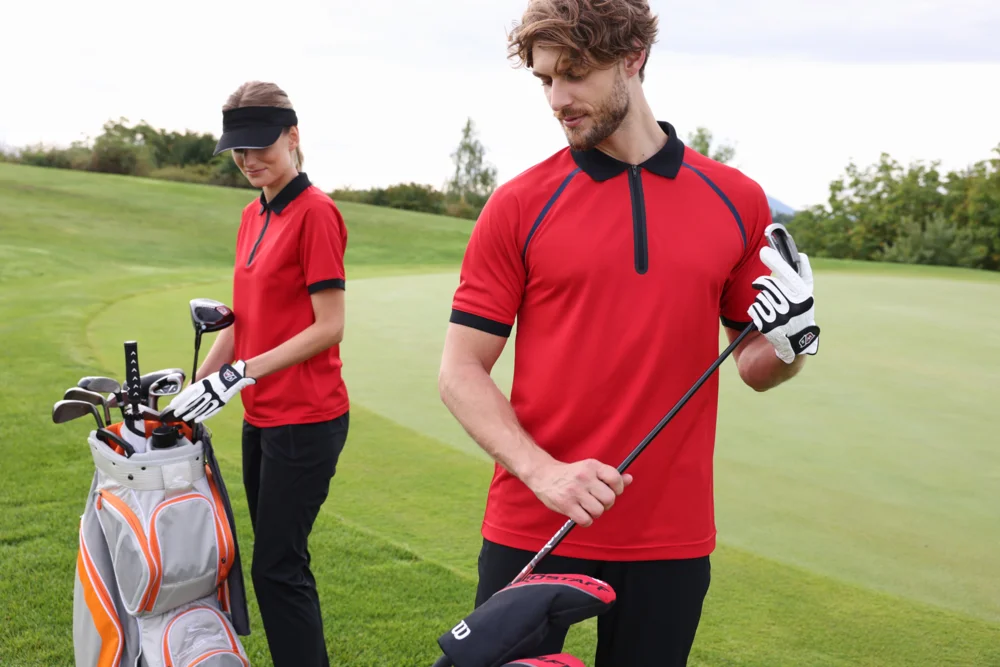 Men's piqué polo with zip