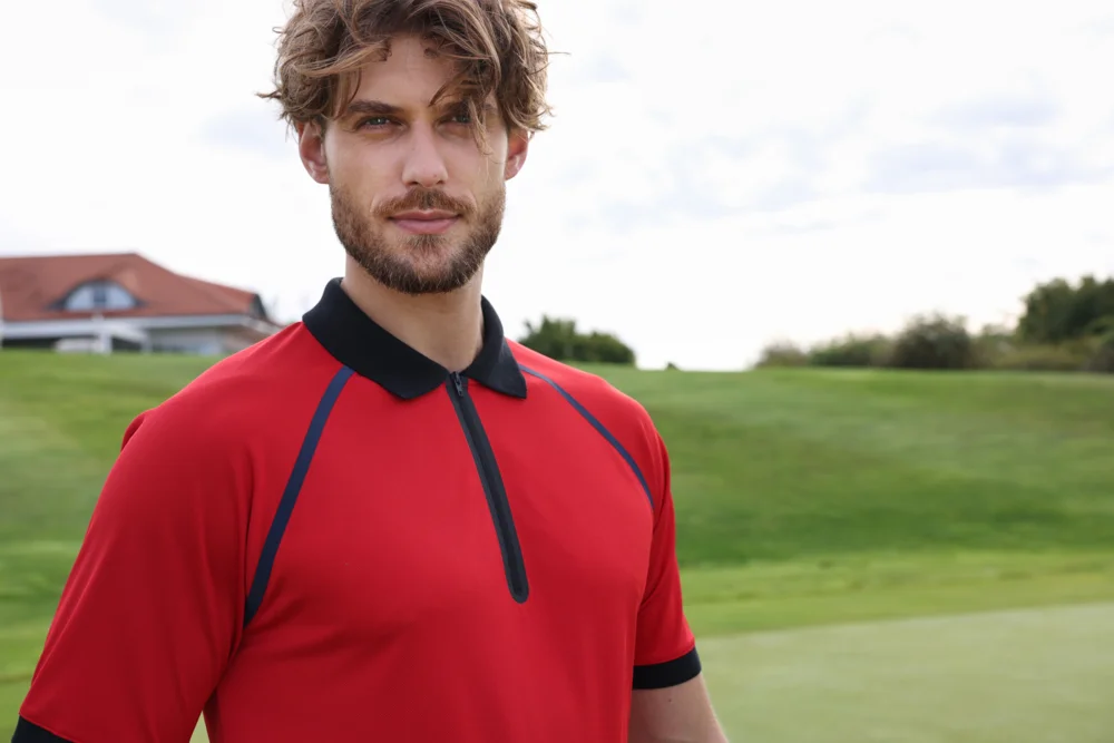 Men's piqué polo with zip