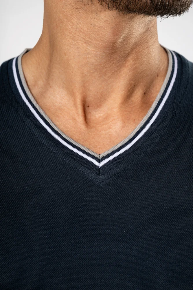 Herren Piqué V-Ausschnitt T-Shirt