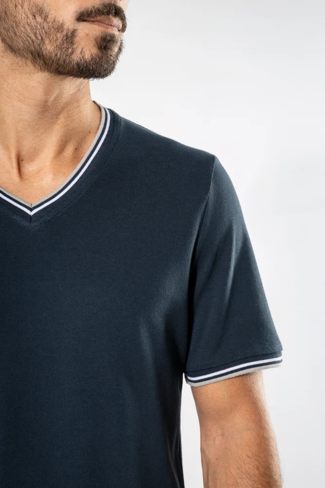 Herren Piqué V-Ausschnitt T-Shirt
