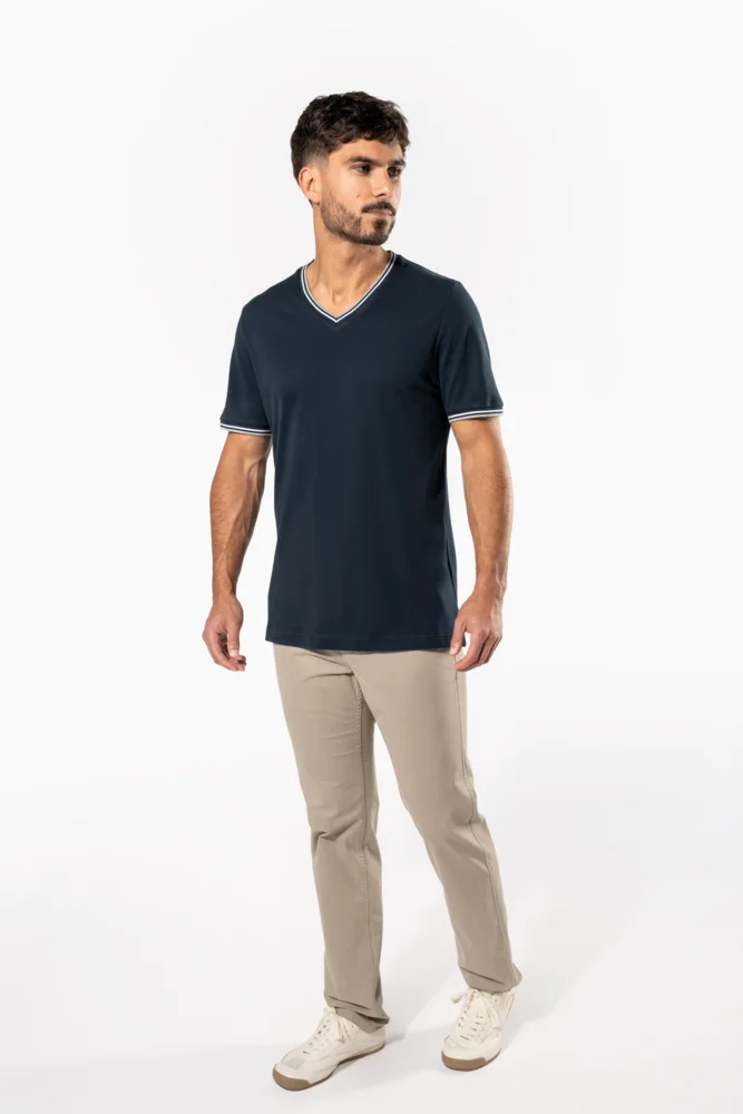 Herren Piqué V-Ausschnitt T-Shirt