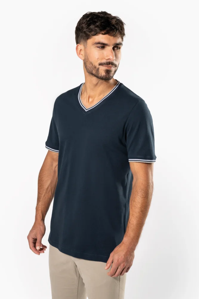 Herren Piqué V-Ausschnitt T-Shirt