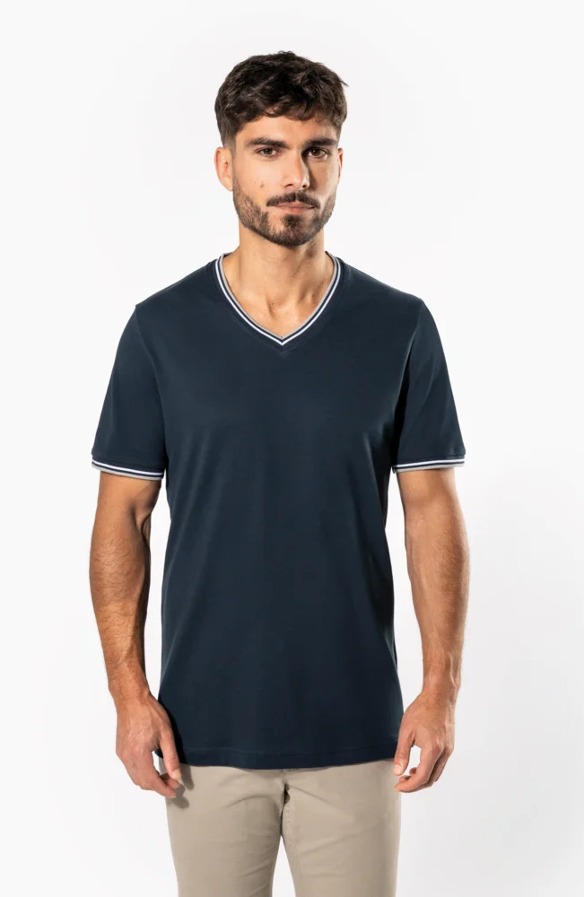 Herren Piqué V-Ausschnitt T-Shirt