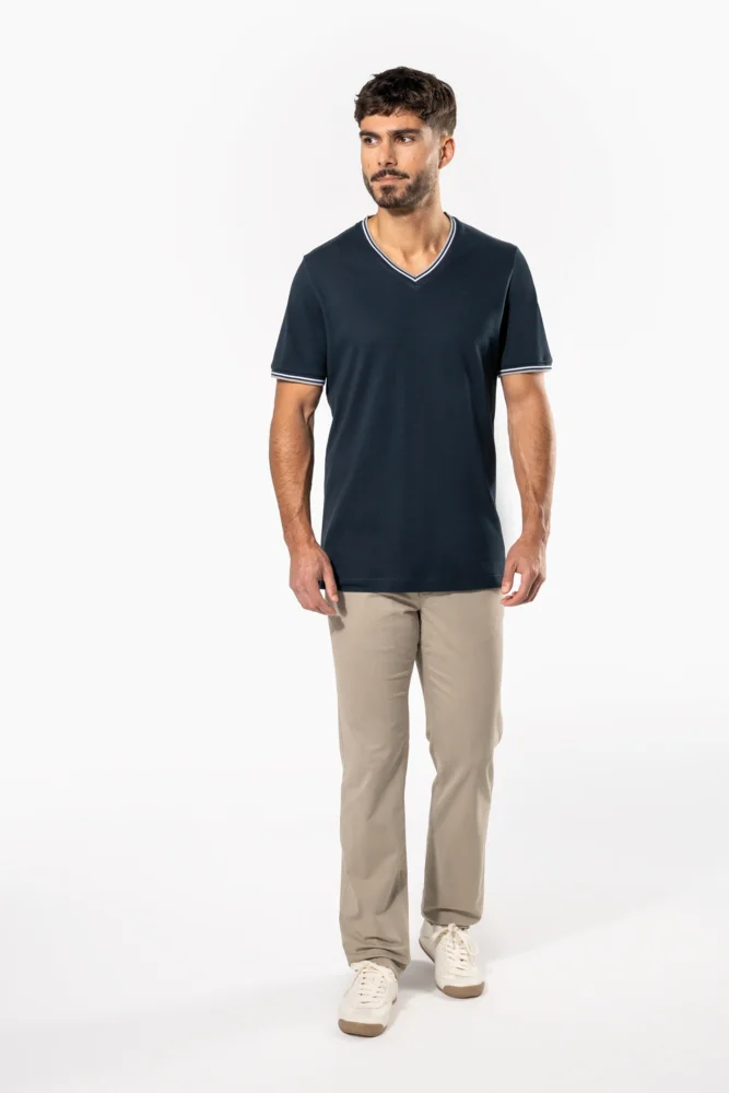 Herren Piqué V-Ausschnitt T-Shirt