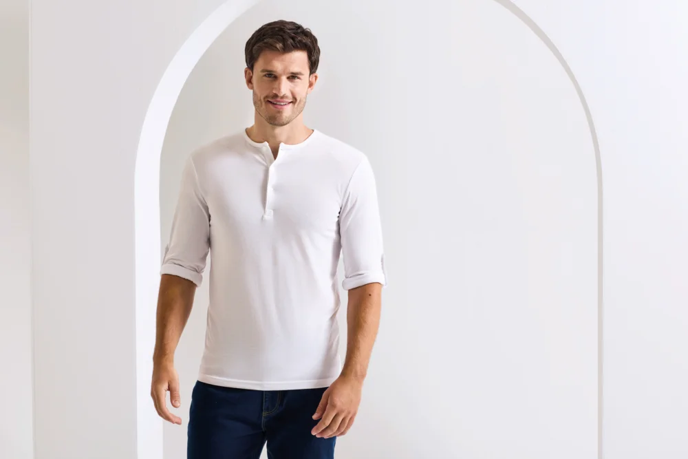 Herren Rollärmel T-Shirt langarm