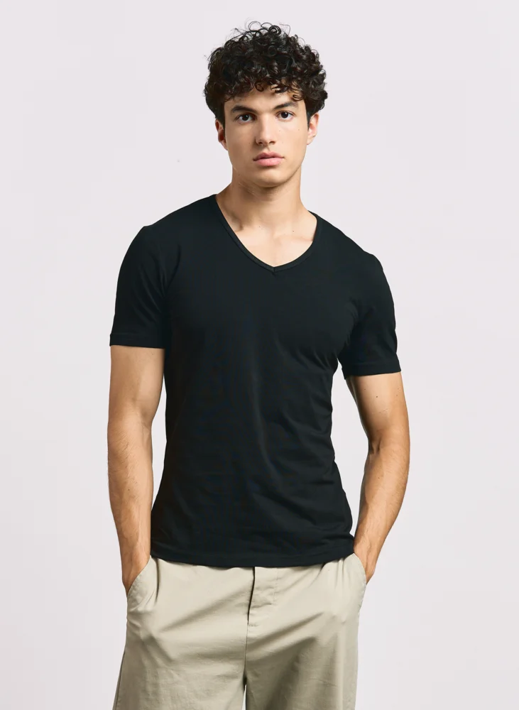 Herren Slim Fit V-Ausschnitt T-Shirt