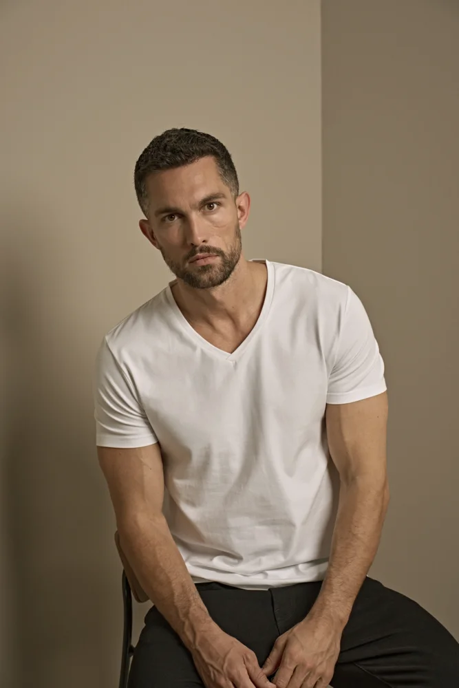 Herren Stretch V-Ausschnitt T-Shirt