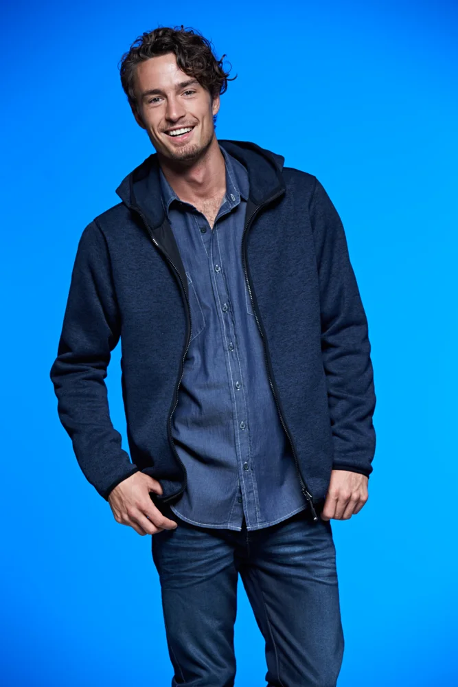 Herren Strickfleece Kapuzenjacke