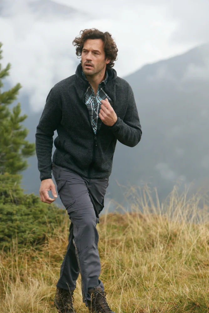 Herren Strickfleece Kapuzenjacke