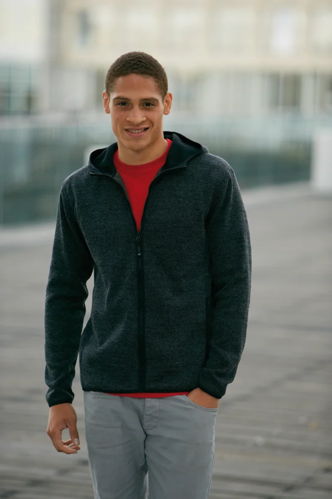 Herren Strickfleece Kapuzenjacke