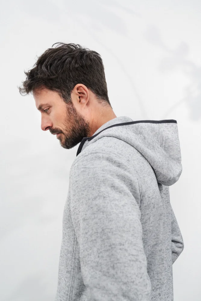 Herren Strickfleece Kapuzenjacke