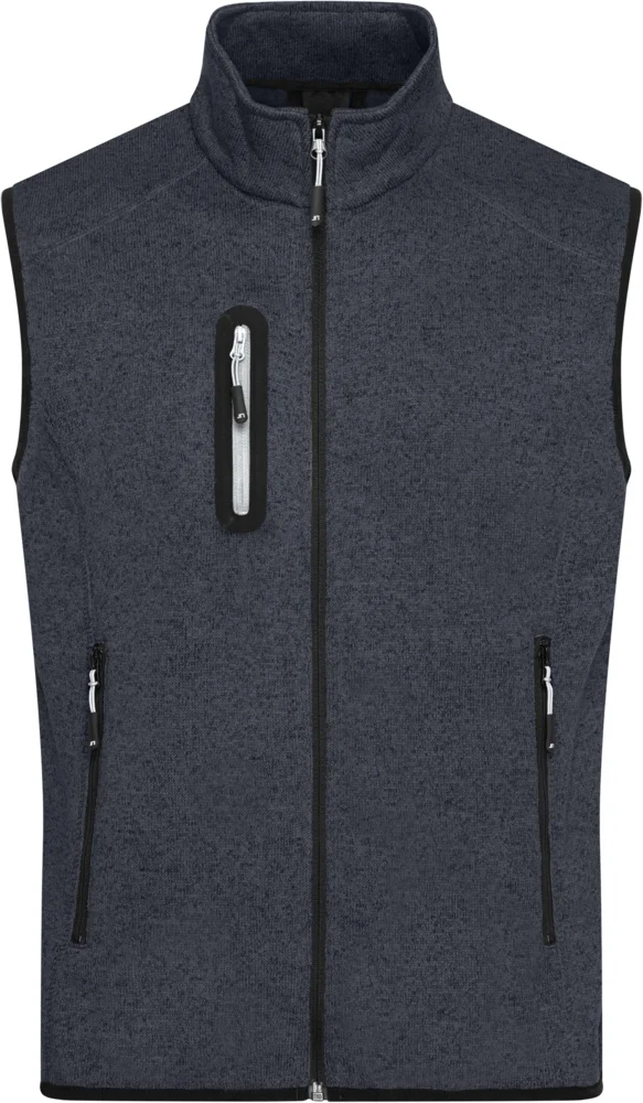Herren Strickfleece Weste mit Stehkragen