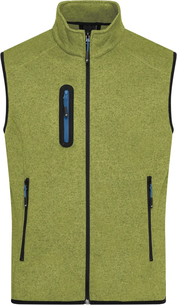 Herren Strickfleece Weste mit Stehkragen
