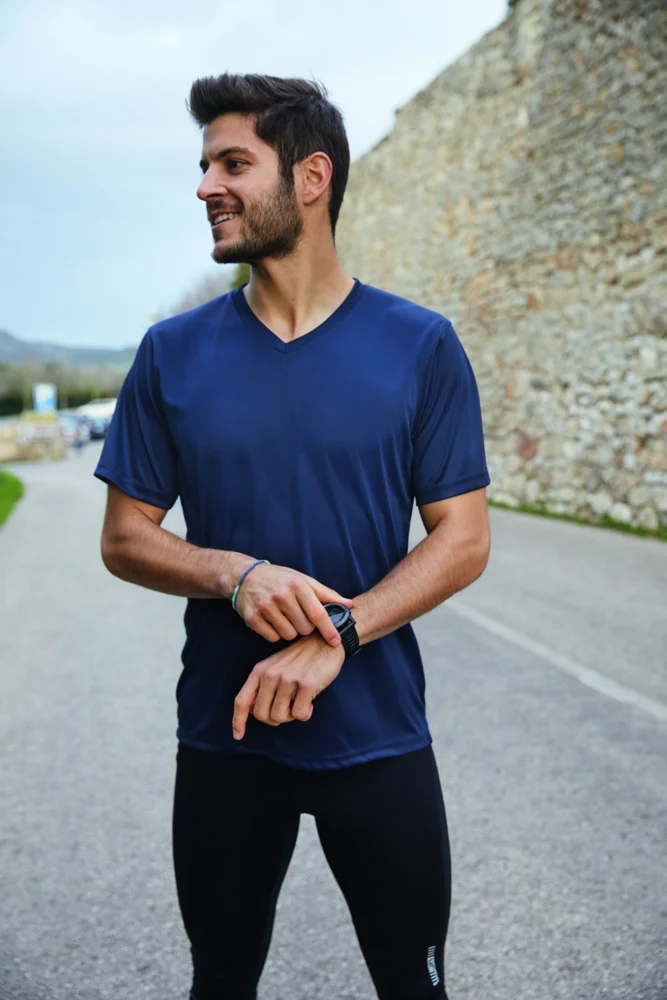 Herren V-Ausschnitt Sport T-Shirt