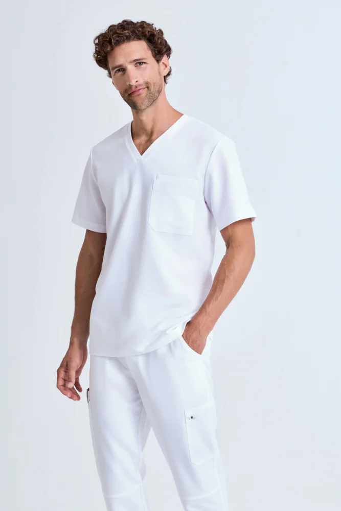 Herren V-Ausschnitt Stretch Kasack