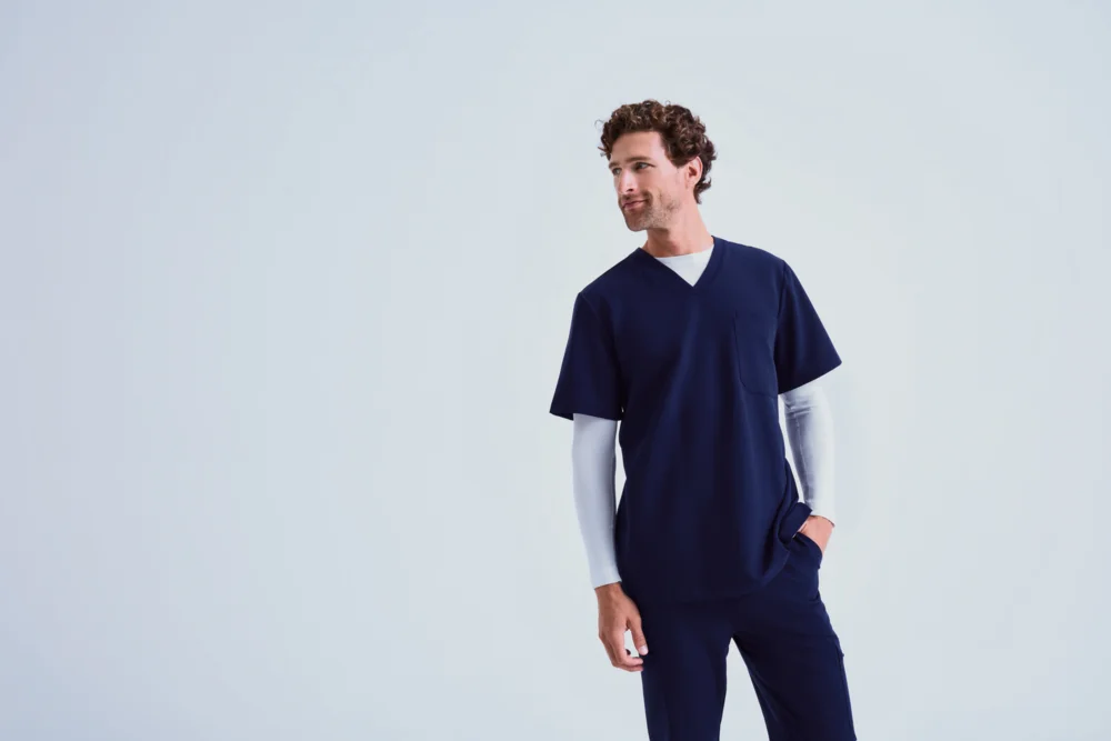 Herren V-Ausschnitt Stretch Kasack