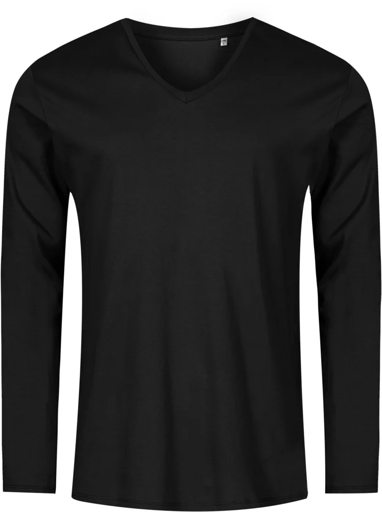 Herren V-Ausschnitt T-Shirt langarm - X.O