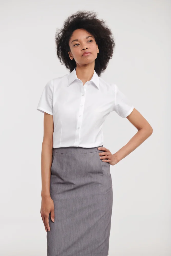 Herringbone Bluse kurzarm