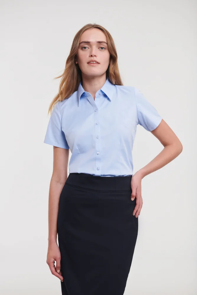 Herringbone Bluse kurzarm